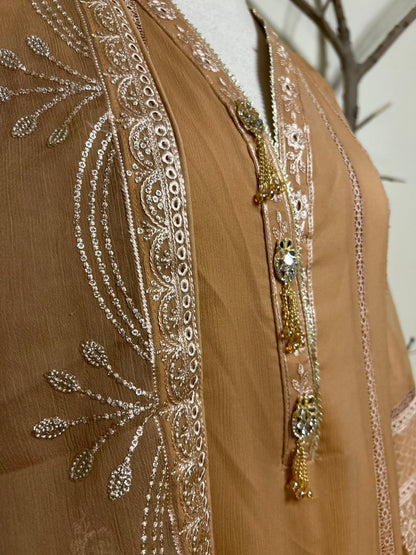 Bronze Pakistani Ready To Wear Formal Maxi Detailed Embroidery  | Zarveil